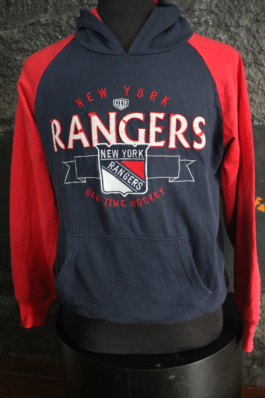 NHL New York Rangers Hoodie Mens Medium Old Time Hockey Pullover Navy Red